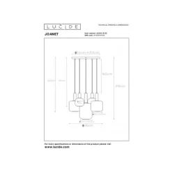 Lucide JOANET - Hanglamp - Ø 71 cm - 5xE27 - Fumé Hot