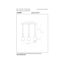 Lucide JOANET Hanglamp-Fumé-3xE27-40W-Glas Best