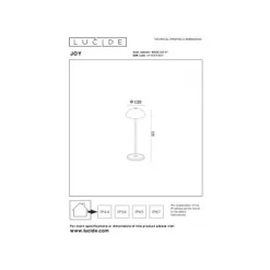 Lucide JOY Tafellamp Buiten-Wit-Ø12-LED Dimb.-1,5W-3000K Best
