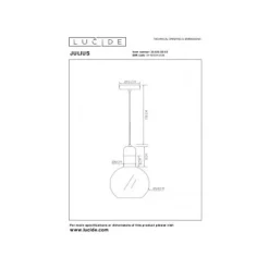 Lucide JULIUS Hanglamp 1x E27 Ø 28cm Smoke Glas Outlet