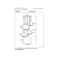 Lucide JULIUS Hanglamp 5x E27 Smoke Glas Sale
