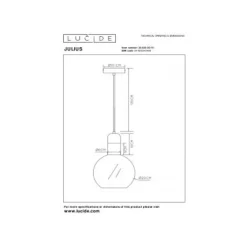Lucide JULIUS Hanglamp-Opaal-Ø20-1xE27-40W-Glas Outlet