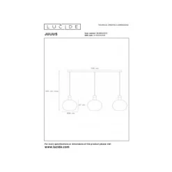 Lucide JULIUS Hanglamp-Opaal-3xE27-40W-Glas New