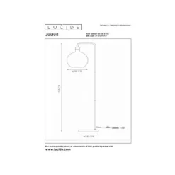 Lucide JULIUS Vloerlamp E27/25W Smoke glas/ Zwart Marmer Clearance