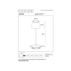 Lucide JUSTIN - Tafellamp Buiten - Ø 11 cm - LED Dimb. - 1x2,2W 3000K - IP54 - Zwart Clearance