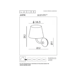Lucide JUSTIN - Wandlamp Buiten - LED - 1x7W 3000K - IP65 - Zwart