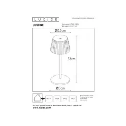 Lucide JUSTINE Tafellamp Buiten-Wit-LED Dimb.-2W-2700K-5V Clearance