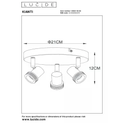 Lucide KIANTI - Plafondspot - Ø 21 cm - 3xGU10 - Zwart Online