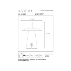 Lucide LA DONNA - Tafellamp Buiten - Ø 19,7 cm - LED Dimb. - 1x2W 2700K - IP54 - 3 StepDim - Wit Best