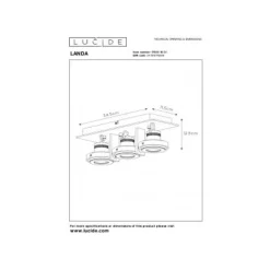 Lucide LANDA - Plafondspot - LED Dim to warm - GU10 - 3x5W 2200K/3000K - Wit Clearance