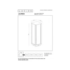 Lucide LAURENS Sokkellamp Buiten-Zwart-1xE27-15W-IP54 Clearance