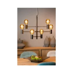Lucide LEANNE - Hanglamp - 6xE27 - Zwart Outlet