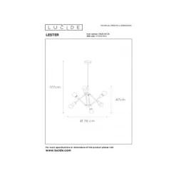 Lucide LESTER - Hanglamp - 6xE27 - Zwart Sale