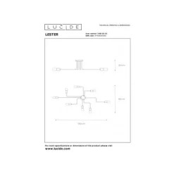 Lucide LESTER - Plafonnière - 8xE27 - Zwart Best