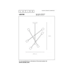 Lucide LESTER Plafonnier 59/59/85 cm E27/60W Zwart