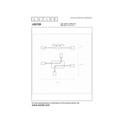 Lucide LESTER Plafonnière-Mat Go.-4xE27-40W-Metaal Outlet