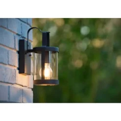 Lucide LINDELO - Wandlamp Buiten - 1xE27 - IP23 - Zwart