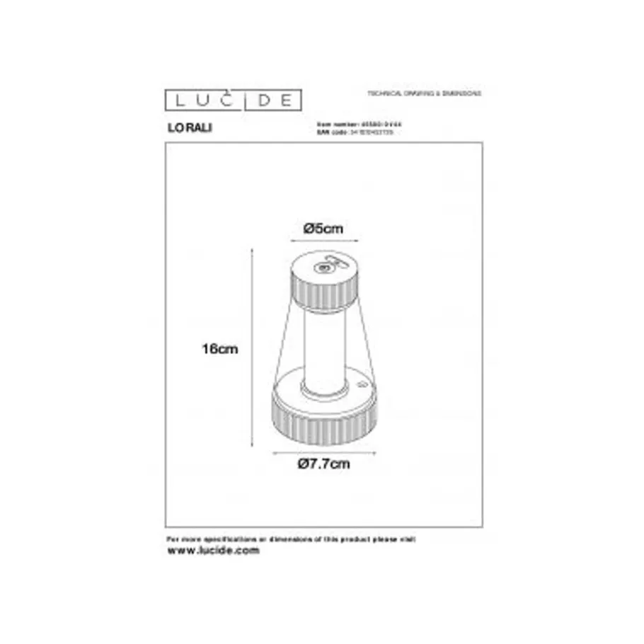 Lucide LORALI Tafellamp-Okerge.-LED Dimb.-1,2W Outlet