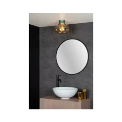 Lucide LORENA - Plafonnière Badkamer - Ø 23 cm - 1xE27 - IP44 - Amber