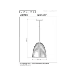 Lucide MACARONS Hanglamp-Okerge.-Ø24,5-1xE27-40W-Metaal New