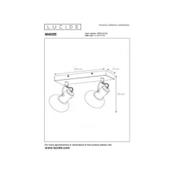 Lucide MADEE Plafondspot 2x E14/25W Zwart/ Smoke Glas Hot