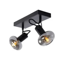 Lucide MADEE Plafondspot 2x E14/25W Zwart/ Smoke Glas Hot