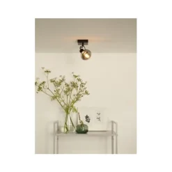 Lucide MADEE Plafondspot 1x E14/25W Zwart/ Smoke Glas Hot