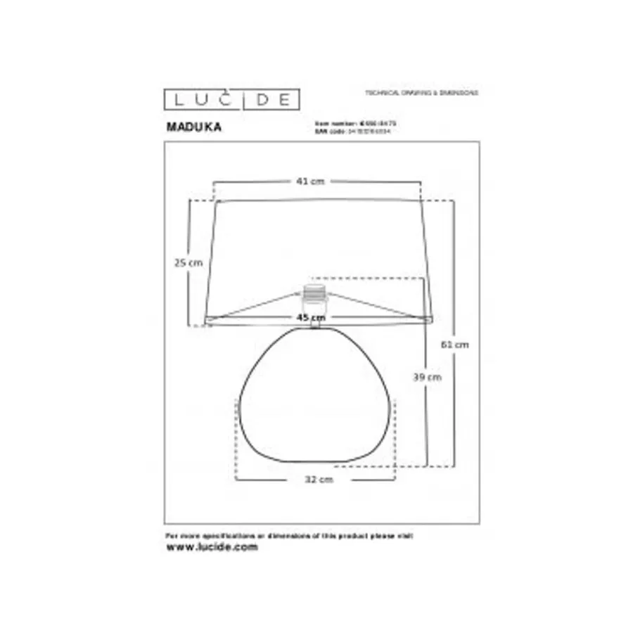 Lucide MADUKA Tafellamp-Nature.-1xE27-40W-Zeegra. Online