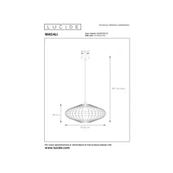 Lucide MAGALI - Hanglamp - Ø 56 cm - 1xE27 - Licht hout