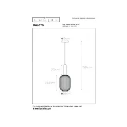 Lucide MALOTO - Hanglamp - Ø 20 cm - 1xE27 - Amber Hot