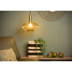 Lucide MALOTO - Hanglamp - Ø 30 cm - 1xE27 - Amber Outlet