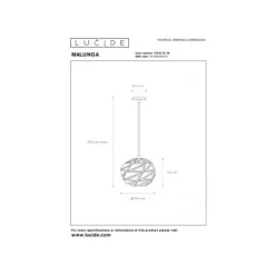 Lucide MALUNGA - Hanglamp - Ø 25 cm - 1xE27 - Grijs Clearance