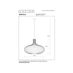 Lucide MANUELA Pendel 1xE27 Ø50cm Zwart Outlet