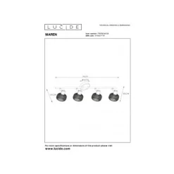 Lucide MAREN - Plafondspot - 4xE14 - Zwart Sale