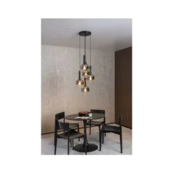 Lucide MARIUS Hanglamp-Zwart-Ø55-5xE27-40W-Glas Outlet