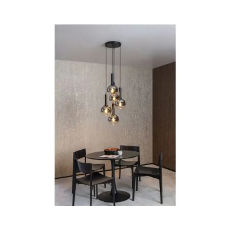 Lucide MARIUS Hanglamp-Zwart-Ø55-5xE27-40W-Glas Outlet