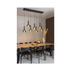 Lucide MARIUS Hanglamp-Zwart-7xE27-40W-Glas Discount