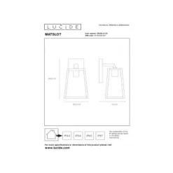 Lucide MATSLOT Wandlicht IP23 E27 H25cm Zwart Clearance