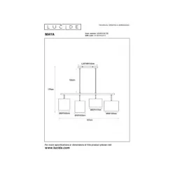 Lucide MAYA Hanglamp-Beige-4xE27-40W-Katoen Sale