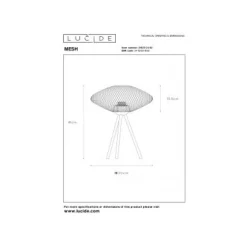 Lucide MESH - Tafellamp - Ø 30 cm - 1xE27 - Zwart Discount