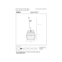 Lucide NERIDA Hanglamp Buiten-Zwart-Ø35-1xE27-40W-IP44 Discount
