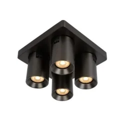 Lucide NIGEL - Plafondspot - LED Dim to warm - GU10 - 4x5W 2200K/3000K - Zwart Staal Outlet