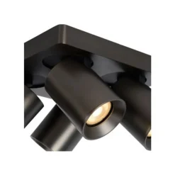 Lucide NIGEL - Plafondspot - LED Dim to warm - GU10 - 4x5W 2200K/3000K - Zwart Staal Outlet