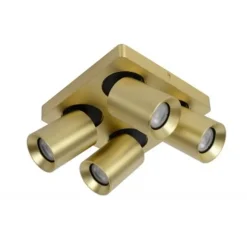Lucide NIGEL - Plafondspot - LED Dim to warm - GU10 - 4x5W 2200K/3000K - Mat Goud / Messing Hot