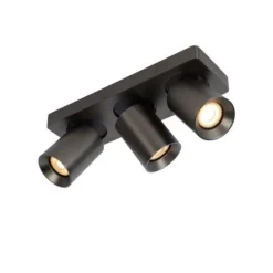 Lucide NIGEL - Plafondspot - LED Dim to warm - GU10 - 3x5W 2200K/3000K - Zwart Staal Outlet