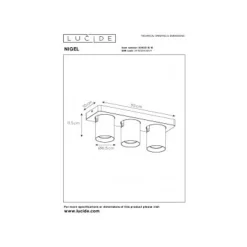 Lucide NIGEL - Plafondspot - LED Dim to warm - GU10 - 3x5W 2200K/3000K - Zwart Staal Outlet