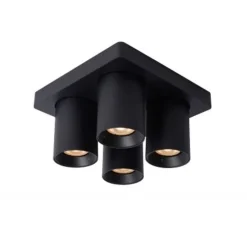 Lucide NIGEL Plafondspot 4xGU10/5W DTW Zwart Discount