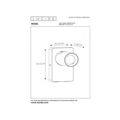 Lucide NIGEL Wandspot 1xGU10/5W + USB Zwart Hot