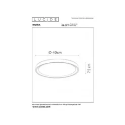 Lucide NURIA - Plafonnière - Ø 40 cm - LED Dimb. - 1x24W 2700K - 3 StepDim - Wit Discount