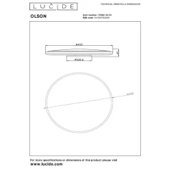 Lucide OLSON - Plafonnière - Ø 45 cm - LED Dimb. - CCT - 1x45W 3000K/6500K - Opaal Best